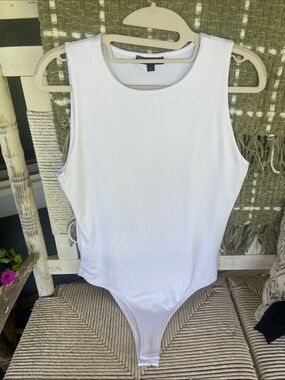 New Never Worn- Crisp White Sleeveless One-Piece Bodysuit by Wearever